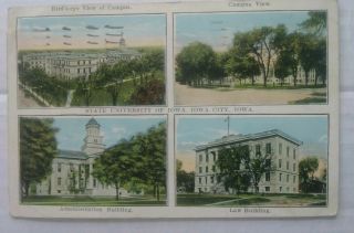 Multi View Of Iowa City State University Vintage 1920s Postcard Old Card Pc