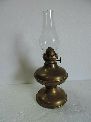 Vintage P&a Acorn Mfg.  4.  5 " Brass Oil Lamp With Glass Shade