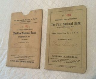 Vintage 1913 Bank Book First National Bank Of Centralia,  Pa With Cover 712