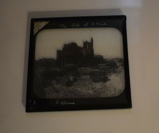 ANTIQUE Magic Lantern Slide RUINED CATHEDRAL CYPRUS C1890 OLD PHOTO 2