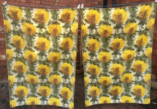 Vintage Fabric/curtains 1960s Wemco Sunflower Print 