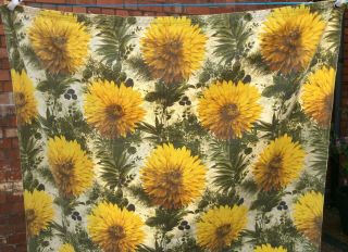 Vintage Fabric/Curtains 1960s Wemco Sunflower Print ' Cira Sole ' 161 x 103cm Each 2