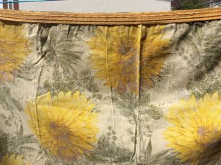 Vintage Fabric/Curtains 1960s Wemco Sunflower Print ' Cira Sole ' 161 x 103cm Each 3