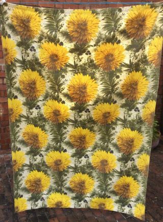 Vintage Fabric/Curtains 1960s Wemco Sunflower Print ' Cira Sole ' 161 x 103cm Each 4