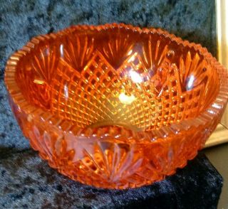 Vintage Crystal Cut Diamond Pattern Amberina Glass Lamp Shade