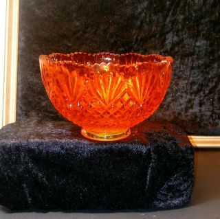 Vintage Crystal Cut Diamond Pattern Amberina Glass Lamp Shade 2