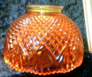 Vintage Crystal Cut Diamond Pattern Amberina Glass Lamp Shade 3