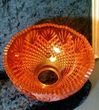 Vintage Crystal Cut Diamond Pattern Amberina Glass Lamp Shade 4