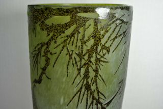 GORGEOUS CARVED GLASS CAMEO VASE WITH RAISED TREE BRANCHES 3