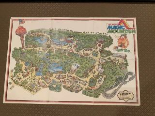 Vintage Rare 1970’s Six Flags Magic Mountain Park Map California 36x24
