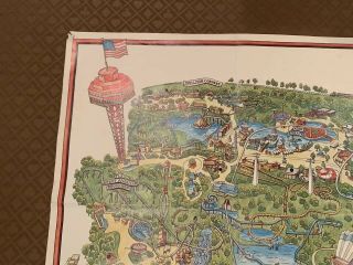 Vintage Rare 1970’s Six Flags Magic Mountain Park Map California 36x24 2