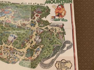 Vintage Rare 1970’s Six Flags Magic Mountain Park Map California 36x24 5