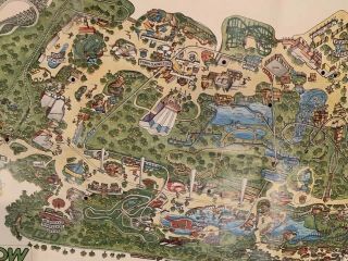 Vintage Rare 1970’s Six Flags Magic Mountain Park Map California 36x24 6