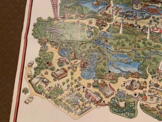 Vintage Rare 1970’s Six Flags Magic Mountain Park Map California 36x24 7