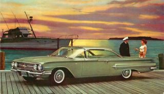 Advertising Postcard 1960 Chevrolet Bel Air Sport Coupe - Cascade Green