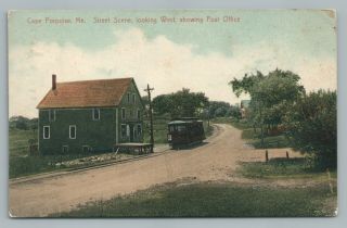 Trolley Train Stop & Fletcher General Store Cape Porpoise Maine—antique 1911