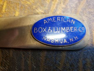 Vintage AMERICAN BOX & LUMBER CO. ,  NASHUA,  NH Bronze Letter Opener / Page Turner 2