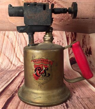 Vintage Clayton And Lambert Brass Gasoline Blow Torch Antique Steampunk Tools