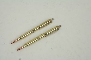 Brass Bullet Shaped Ballpoint Pen Pencil Set Rare