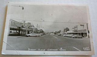 Vintage 1962 Cars Street Scene Downtown Granger Washington R P Post Card By Leo