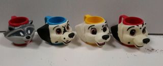 102 Dalmations Disney Pvc/rubber Mug Set Of 4 - S&h (mugs - 17 - Fw)