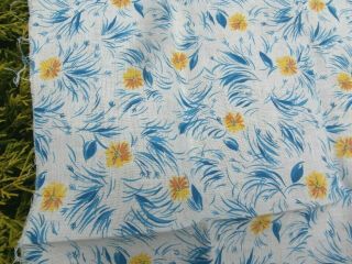 Half Of A Vintage Novelty Print Feed Sack,  Cotton Fabric,  Blue/yellow Floral