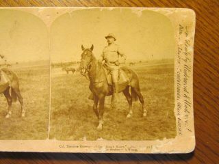 109 Stereoview Photo Card Theodore Roosevelt President On Horseback Rough Riders
