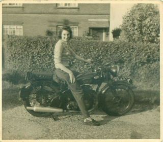 Rp Bylaugh Girl On Bsa Motorcycle Nr Dereham Real Photo Norfolk C1940