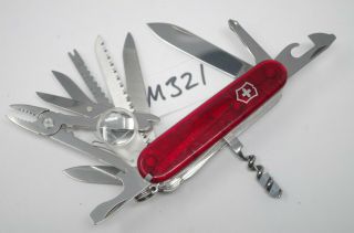 Ruby Victorinox Swisschamp Swiss Army Pocket Knife Red Multi - Tool Rare Folding