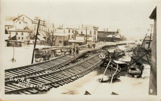 Montpelier,  Vt Rppc Central Vermont Railroad Tracks After The 1927 Flood