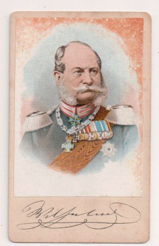 Vintage Cdv Kaiser William I,  German Emperor Color Photo