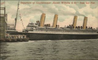 Hoboken? Steamship Kaiser Wilhelm Der Grosse From Her Pier Postcard C1905
