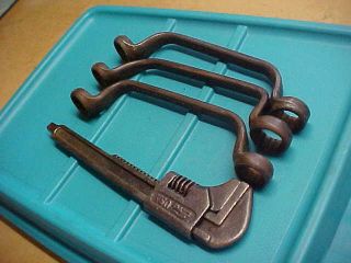 Antique Ford Script Model A T 9n 8n Tractor Wrenches 9 " Adjustable Tool Kit Farm