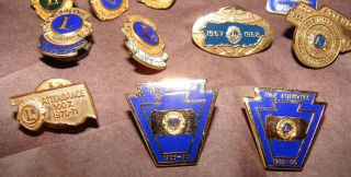 14 Vintage Lions Club / International Pins 100 Attendance Pins 2