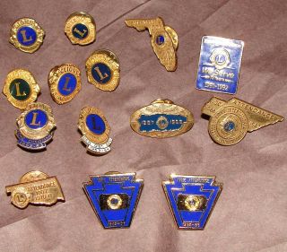 14 Vintage Lions Club / International Pins 100 Attendance Pins 8