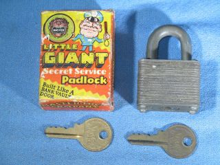 Vintage Master Little Giant Secret Service No.  3 Pin Tumbler Padlock