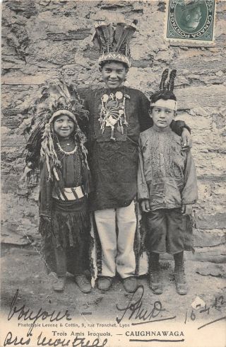 F66/ Native American Indian Postcard C1910 Iroquois Children Quebec Canada 23