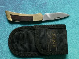 Gerber Usa Folding Sportsman Knife - Vintage Brass Lockback Drop Point Folder