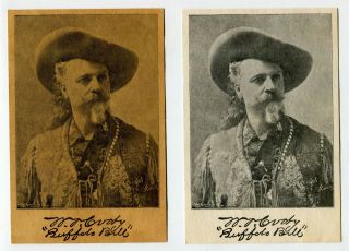 2 Courier Souvenir Cabinet Cards Of William Buffalo Bill Cody,  Wild West Show