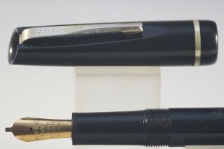 Osmiroid No.  65 Italic Broad Straight Fountain Pen,  Black With Chrome Trim