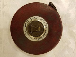 Vintage Lufkin Rule Co.  White Clad 100ft Steel Measuring Tape