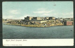 Postcard : Malta Grand Harbour Valletta,  The Royal Naval Hospital