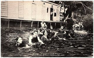 Pre 1916 Postcard View Boys Girls In Swimming Pool Loch Sheldrake Ny Unmailed