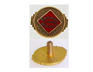 10 Kt Gold Railway Express Agency 40 Year Faithful Service Award Screw Back Pin