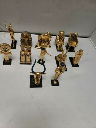 Franklin Vintage Entire Set Of 12 Gold Porcelain Figurine Egyptian Figures