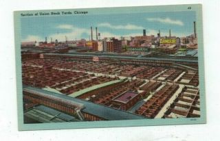 Il Chicago Illinois Antique Linen Post Card Section Of Union Stock Yards