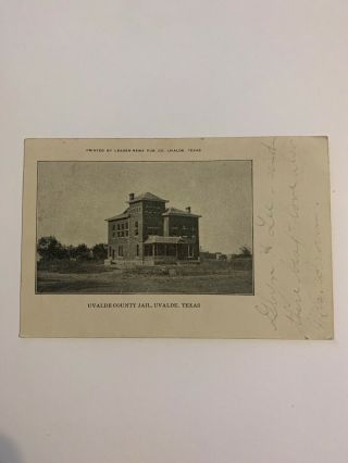 Vintage Postcard 1908 Uvalde County Jail Texas Photo Rare Prison