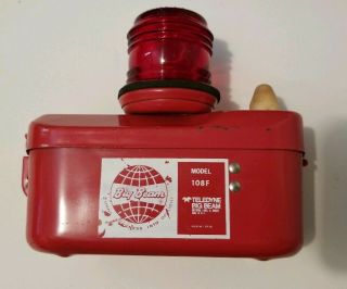 NOS Teledyne Big Beam 108F Lantern Beacon Marine Railroad Light Rare Red Lens 2