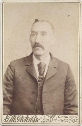 Cabinet Card,  Older Man With A Large Forehead.  Sheboygan,  Wisconsin.