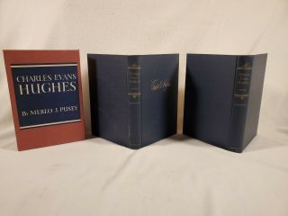 Charles Evans Hughes 2 Vol Book Set Merlo Pusey 1951 1st Printing In Sleeve Box